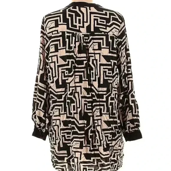 H&M x Richard Allen black and cream long sleeve tunic  dress 12 - Picture 7 of 7